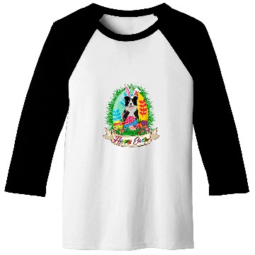 Discover Happy Easter Bunny Border Collie With Easter Eggs Lover Baseball Tees