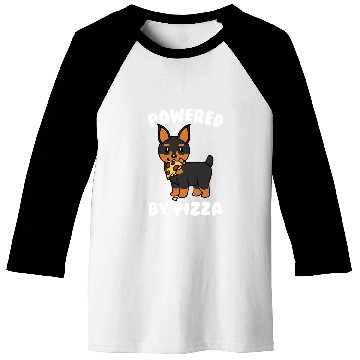 Discover Powered By Pizza Miniature Pinscher Dog Baseball Tees