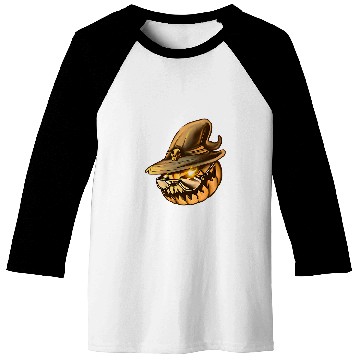 Discover Scary big mouth Halloween pumpkin with sunglasses Baseball Tees