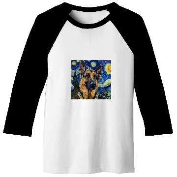 Discover German Shepherd Dog Van Gogh Style Starry Night Baseball Tees
