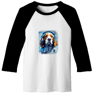 Discover Rave EDM Beagle Dog Headphone Baseball Tees