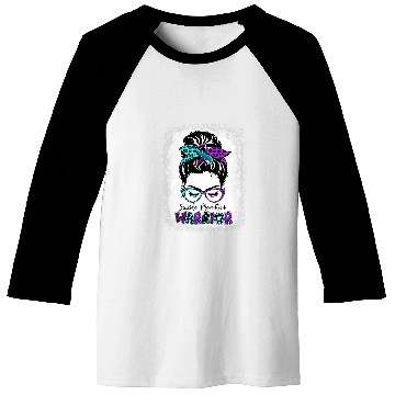 Discover suicides Prevention Warrior Messy Bun Teal Purple Ribbon 1 Baseball Tees