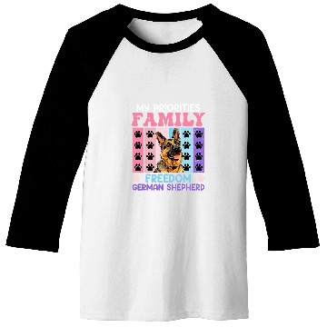 Discover German Shepherd MY PRIORITIES FAMILY FREEDOM Women Baseball Tees
