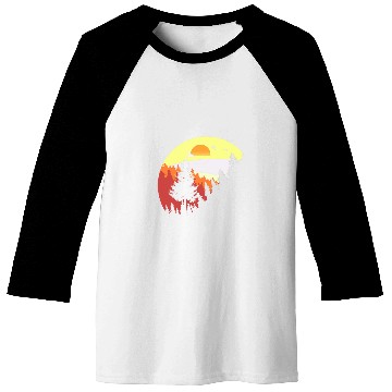 Discover Sunset Pine Tree Camping Retro Sun Graphic Sunrise Casual Baseball Tees