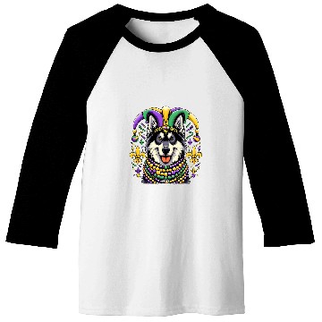 Discover Mardi Gras Norwegian Elkhound Dog Jester Baseball Tees