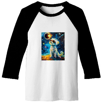 Discover Total Solar Eclipse Maltese Dog Baseball Tees