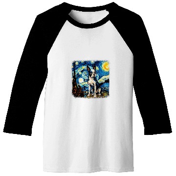Discover Van gogh Boston Terrier in starry night Baseball Tees