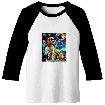 Discover Total Solar Eclipse Welsh Springer Spaniel Dog Baseball Tees