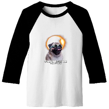 Discover vintages Solar Eclipse Lovely Pug Dog Kawai Animal Lovers Baseball Tees