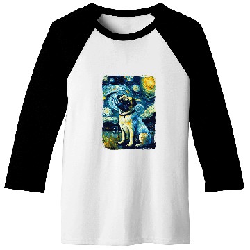Discover Pug Starry Night Baseball Tees