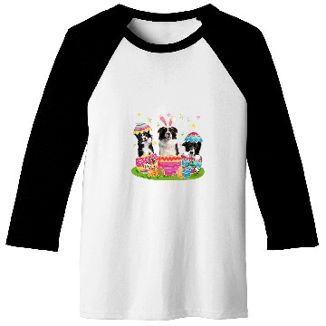 Discover Three Bunny Border Collie Inside Easter Egg Happy Easter Baseball Tees