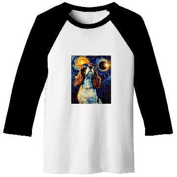 Discover Total Solar Eclipse English Springer Spaniel Dog 5 Baseball Tees