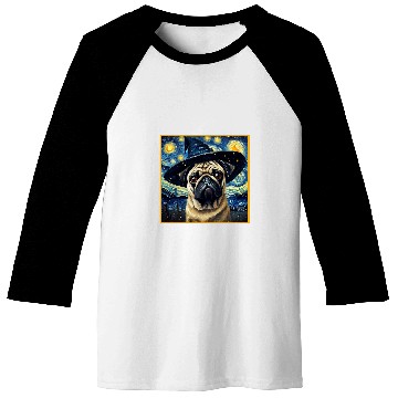 Discover Van Gogh Starry Night Pug Cute Dog Halloween Baseball Tees