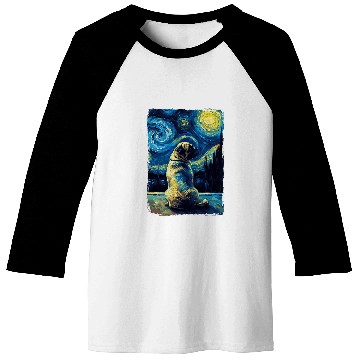 Discover Pug Starry Night 1 Baseball Tees