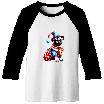 Discover Pug Dressed As Clown Dog Lovers Circus Pug Clown Design 3 Baseball Tees