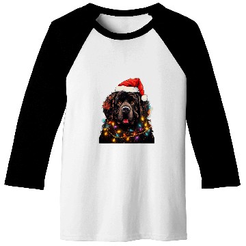 Discover xmass Newfoundland Dog Tangled Christmas Lights 2 Baseball Tees
