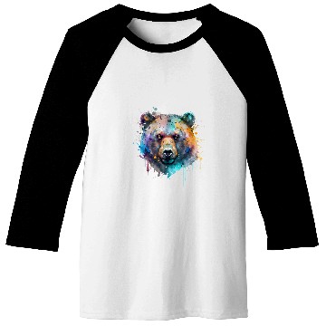 Discover Mobile phone case colourful bear brown bear watercolour painting Baseball Tees