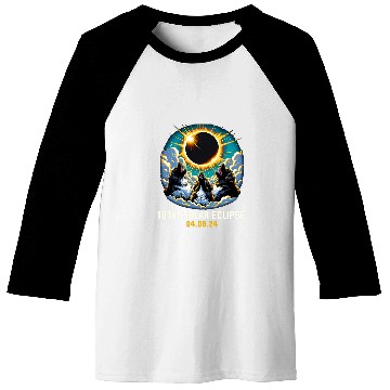 Discover Newfoundland Dog Howling At Solar Eclipse Baseball Tees
