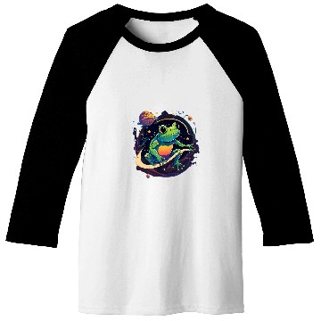 Discover Outer Space Frog on Galaxy Astronaut Frog Baseball Tees
