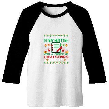 Discover Diary Writing Christmas Party Diary Writer Ugly Christmas Baseball Tees