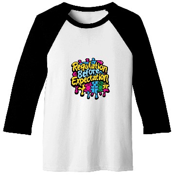Discover Retro Regulation Before Expectation Neurodiversity Therapist Baseball Tees