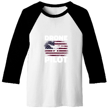 Discover Drone Life Pilot Quadcopter America Flag Baseball Tees
