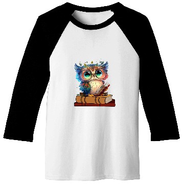 Discover Kawaii Owl Reads Book Reading Bookworm Library Book 2 Baseball Tees