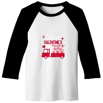 Discover Happy Valentines Day Red Truck With Letters Postal Worker Baseball Tees