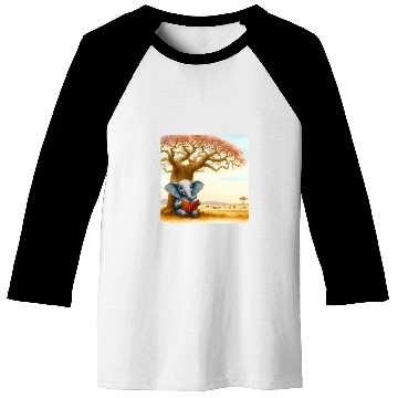 Discover Elephant Reading Wildlife Conservation Book Baobab Tree Baseball Tees