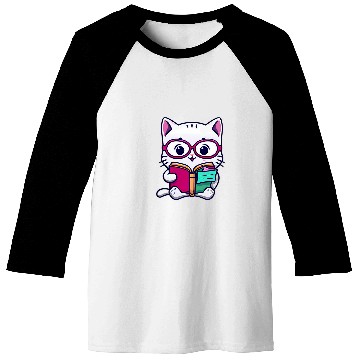 Discover Kawaii Cats Book Lover Cat 6 Baseball Tees