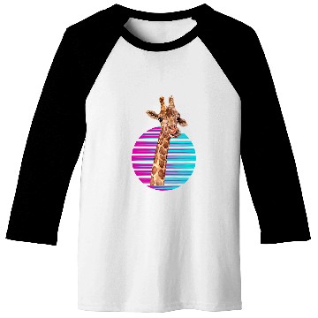 Discover Retro Giraffe Synthwave Giraffe Zoo Worker Animal Baseball Tees