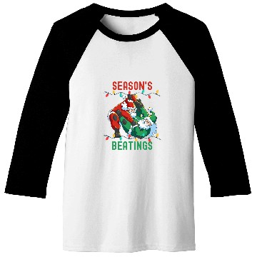 Discover Seasons Beatings Funny Santa Seasons Greetings Mens Womens 1 Baseball Tees