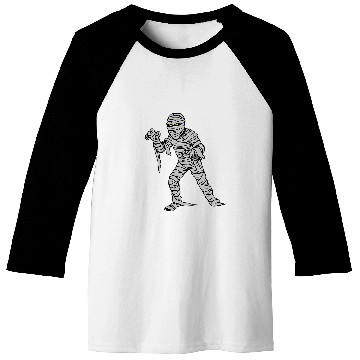 Discover Spooky 2Fun Mummy Wrap Eyes Happy Halloween Trick Treat Baseball Tees