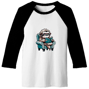 Discover Funny and Cute Sloth Reading a Book Baseball Tees