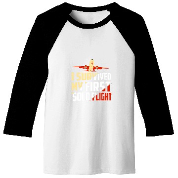 Discover I Survived My First Solo Flight Aviation Baseball Tees