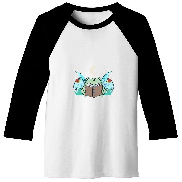 Discover Cottagecore Aesthetic Cute Kawaii Frog Fairy Reading Book Baseball Tees