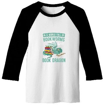 Discover Book Dragon Funny Bookworm Fantasy Animal Book Reading Baseball Tees