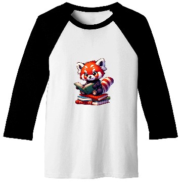 Discover Funny red panda reading Bookworm Book Lovers Baseball Tees