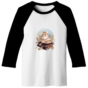 Discover Cottagecore Flowers Mouse Read A Book Lover Bookworm 3 Baseball Tees