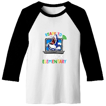 Discover Ready To Attack Virtual Elementary Shark Back To School Baseball Tees