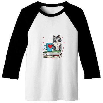 Discover Cute Cat Reading Book For Cat Lovers Baseball Tees