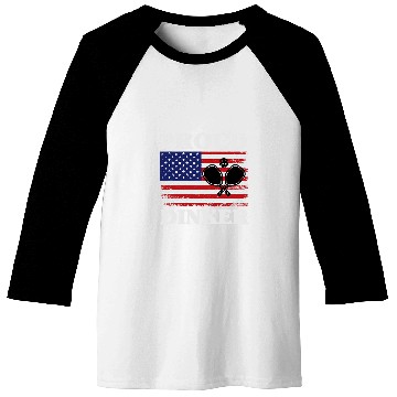 Discover Funny Pickleball Paddle Ball Player Lovers Pride USA Flag 2 Baseball Tees