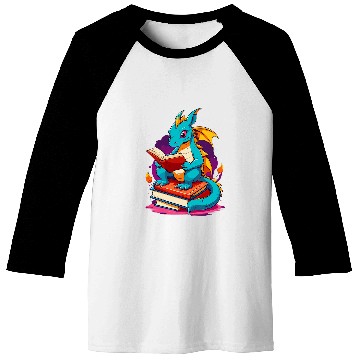 Discover Dragon Reading A Book Cute Dragon Lover Book Reader 1 Baseball Tees