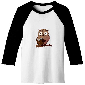 Discover Owl reading a book with coffee Owl Bird Lover Baseball Tees