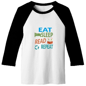 Discover Cute Kitty Cat Face Eat Sleep Read Repeat Baseball Tees