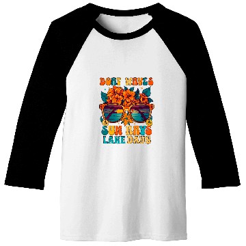 Discover Boat Waves Sun Rays Lake Days Summer Vacation Baseball Tees