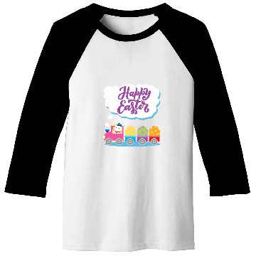 Discover Easter Bunny Egg Hunt Train with Bunny Conductor Baseball Tees