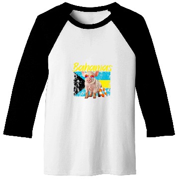 Discover Bahamas Swimming Pig Summer Vacation Beach Souvenir Baseball Tees