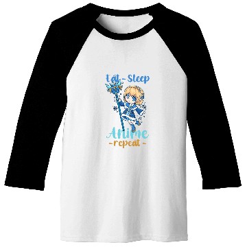 Discover Eat Sleep Anime Repeat I Chibi Kawaii Cosplay Baseball Tees