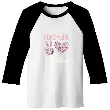 Discover Peace Love Bowling 1 Baseball Tees